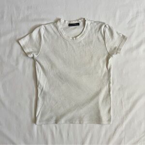 Brandy Melville Basic Short Sleeve Top | White Cotton Tee Size OS